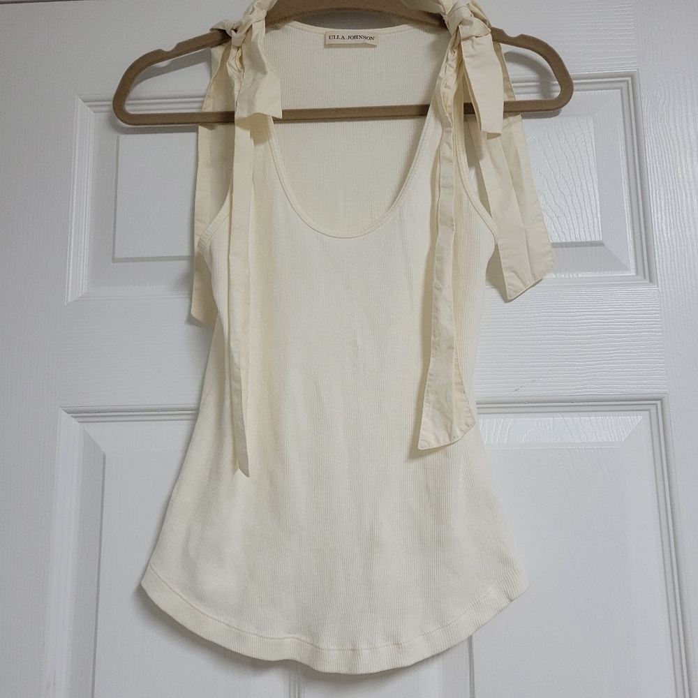 Ulla Johnson Bayley Bow Ribbed Tank Top. - Picture 3 of 10